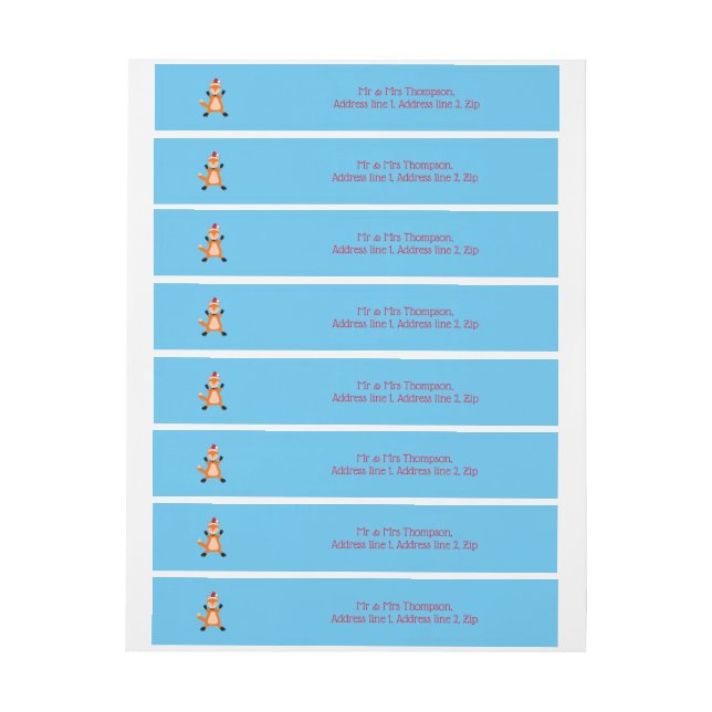 Cute Christmas Fox Custom Wraparound Address Label (Sheet)