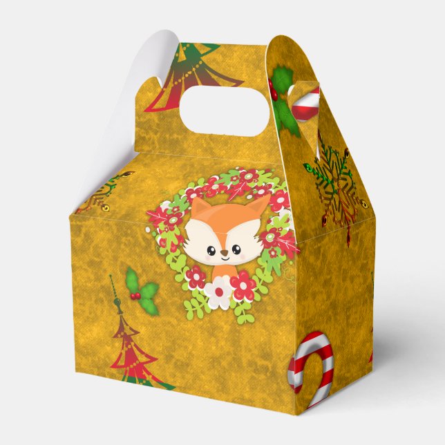 Cute Christmas Fox Favour Box (Back Side)