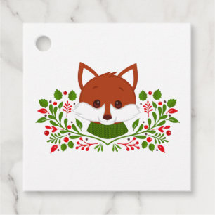 Cute Christmas Fox Favour Tags