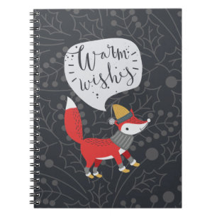 Cute Christmas Fox Illustrated Fox Art Cute Fox Pi Notebook