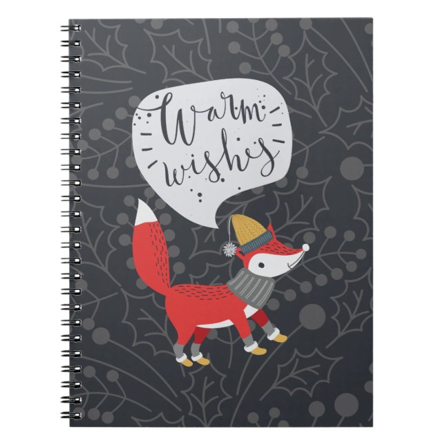 Cute Christmas Fox Illustrated Fox Art Cute Fox Pi Notebook (Front)