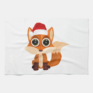 Cute Christmas Fox Kitchen Decor Festive Holiday Tea Towel