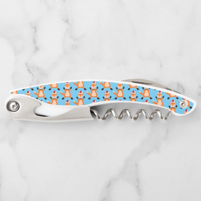 Cute Christmas Fox Patterned Corkscrew (Front)