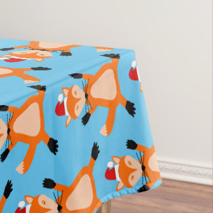Cute Christmas Fox Patterned Tablecloth