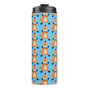 Cute Christmas Fox Patterned Thermal Tumbler