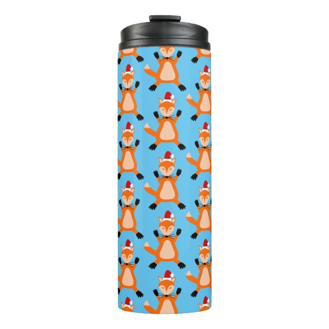 Cute Christmas Fox Patterned Thermal Tumbler (Front)