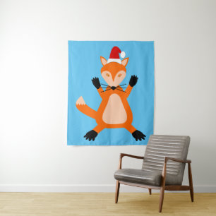Cute Christmas Fox Tapestry