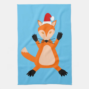 Cute Christmas Fox Tea Towel