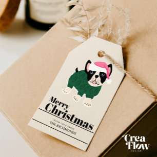 Cute Christmas Frenchie Dog Personalise Gift Tags