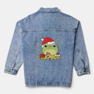Cute Christmas Frog Denim Jacket