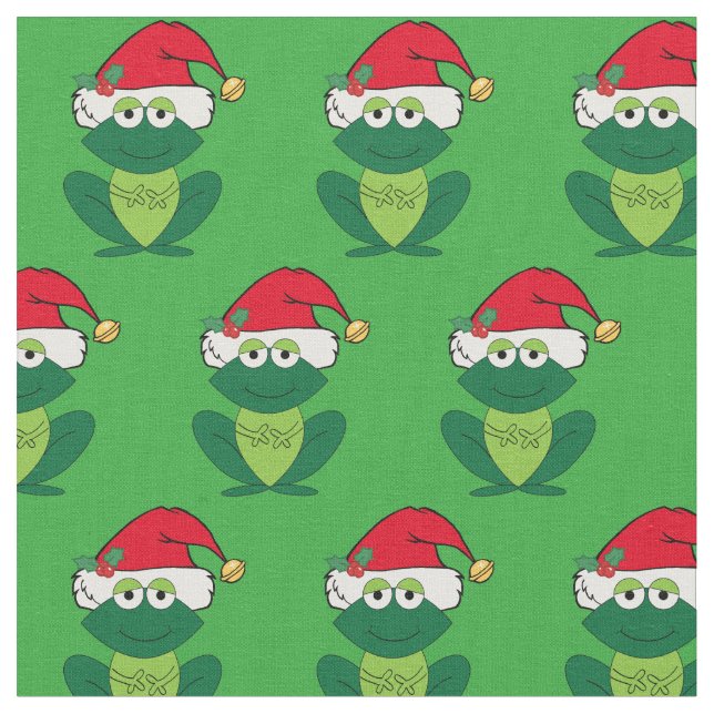 Cute Christmas Frog Fabric (Close Up)