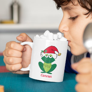 Cute Christmas Frog Personalised Childrens Coffee Mug