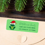 Cute Christmas Frog Santa Hat Return Address<br><div class="desc">Cute Christmas frog in an adorable cute red Santa Claus hats with jingle bells and mistletoe on cool animal return address labels for your holiday cards. I love this funny smiling holiday frog on green sticker. Custom printed with your family name and information.</div>