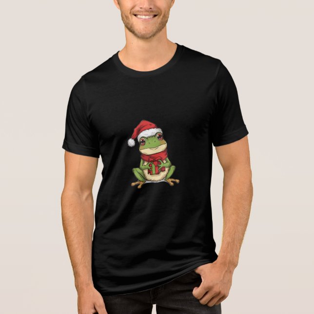 Cute Christmas Frog Sweater - Santa Frog Holding G (Front)