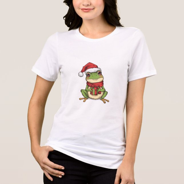 Cute Christmas Frog Sweater - Santa Frog Holding G (Front)
