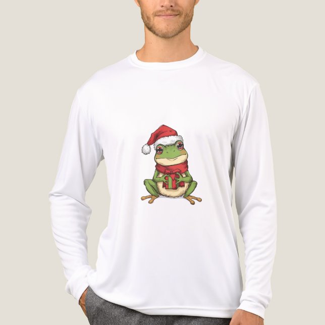 Cute Christmas Frog Sweater - Santa Frog Holding G (Front)