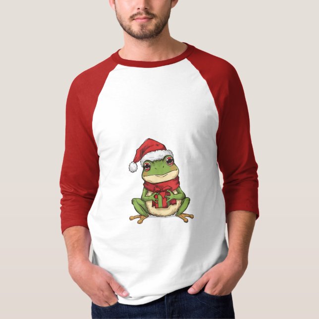 Cute Christmas Frog Sweater - Santa Frog Holding G (Front)