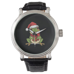 Cute Christmas Frog Sweater - Santa Frog Holding G Watch