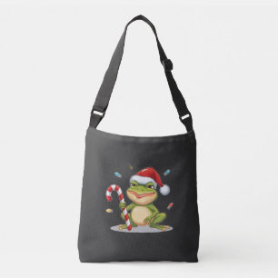 Cute Christmas Frog With Candy Cane - Funny Holida Crossbody Bag