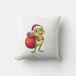 Cute Christmas Frog with Gift Bag - Santa Frog Hol Cushion