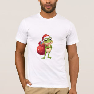 Cute Christmas Frog with Gift Bag - Santa Frog Hol T-Shirt