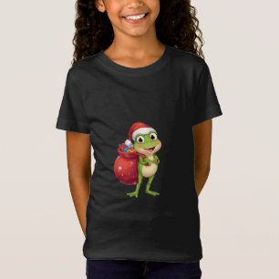 Cute Christmas Frog with Gift Bag - Santa Frog Hol T-Shirt