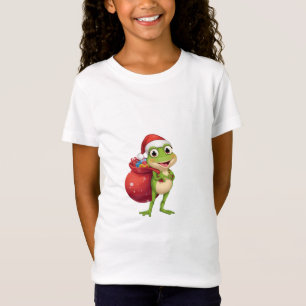 Cute Christmas Frog with Gift Bag - Santa Frog Hol T-Shirt