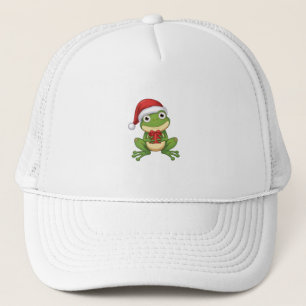 Cute Christmas Frog with Santa Hat and Gift    Fun