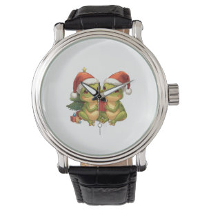 Cute Christmas Frogs Holding Gifts  Adorable Holid Watch