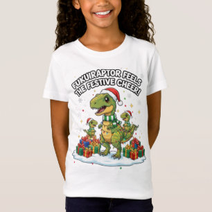 Cute Christmas Fukuiraptor Family – Festive Dino C T-Shirt
