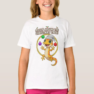 Cute Christmas Gecko – Rockin’ Around the Tree Hol T-Shirt