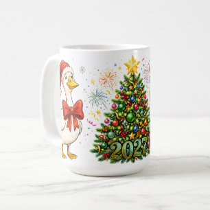 Cute Christmas Geese Happy New Year 2027 Coffee Mu Mug