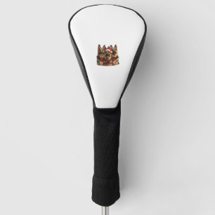 Cute Christmas German Shepherd Dogs Santa Hat Holi Golf Head Cover
