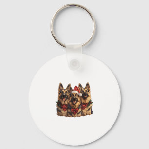 Cute Christmas German Shepherd Dogs Santa Hat Holi Key Ring