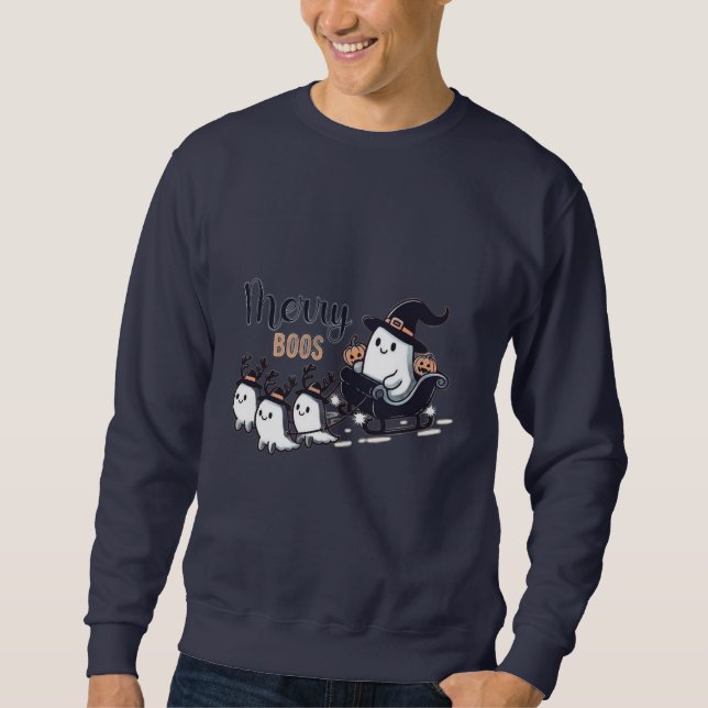 Cute Christmas Ghost and Candy Cane Pattern Sweatshirt (Front)