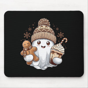 Cute Christmas Ghost Coffee Gingerbread Boojee Xma Mouse Pad