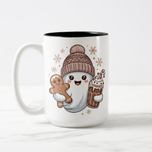 Cute Christmas Ghost Holiday Spooky Christmas Xmas Two-Tone Coffee Mug