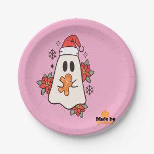 Cute Christmas Ghost Mug Holiday Gingerbread & P Paper Plate