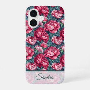 Cute Christmas Gift Peony Floral Custom iPhone 16 Case