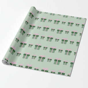 Cute Christmas Gifts with Bow Light Green Seamless Wrapping Paper