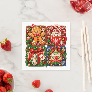 Cute Christmas Gingerbread and Festive Treats Napkin