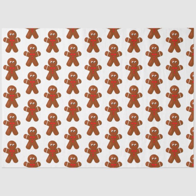 Cute Christmas Gingerbread Boy Tissue Paper (Front)