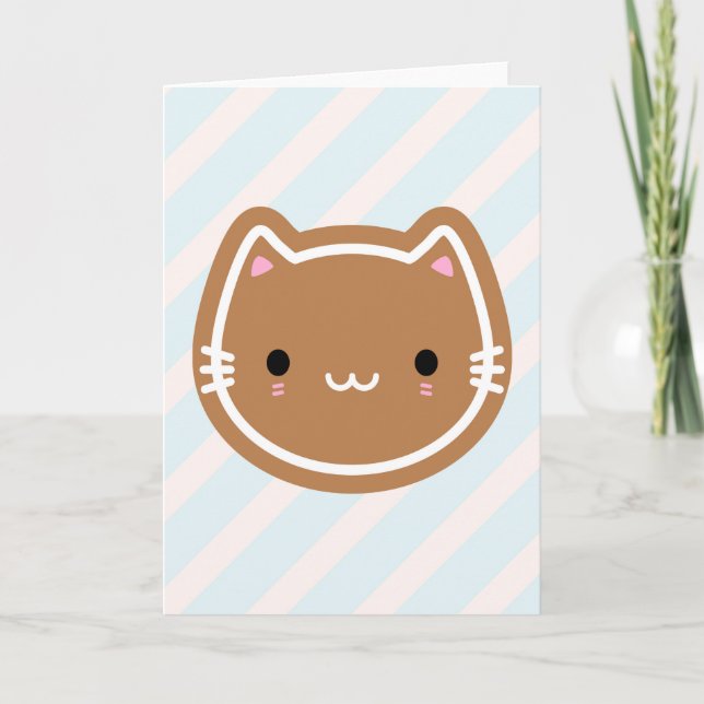 Cute Christmas Gingerbread Cat Card (Front)