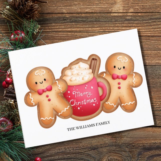 Cute Christmas Gingerbread Cocoa  Holiday Postcard (Creator Uploaded)
