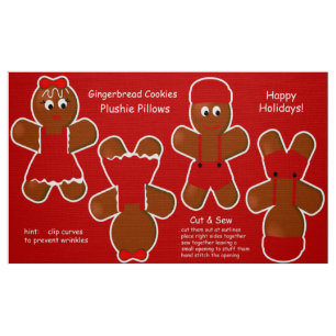 Cute Christmas Gingerbread Cookie Plushies Fabric