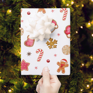 Cute Christmas Gingerbread Cookie Wrapping Paper Sheet