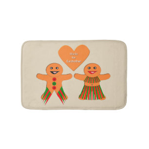 Cute Christmas Gingerbread Couple Bath Mat