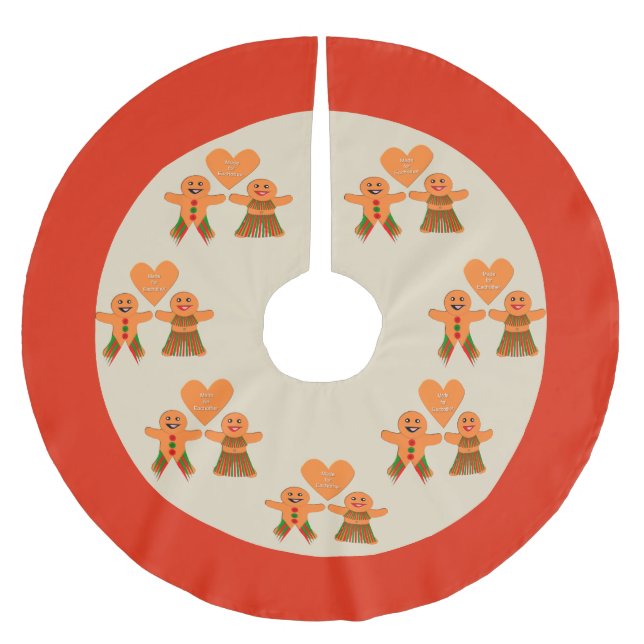 Cute Christmas Gingerbread Couple Brushed Polyester Tree Skirt (Front)