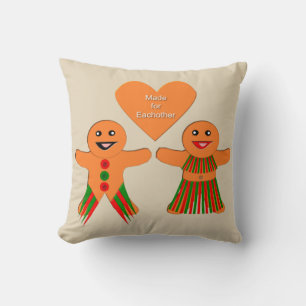 Cute Christmas Gingerbread Couple Cushion