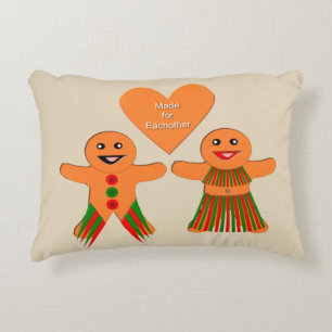 Cute Christmas Gingerbread Couple Custom Decorative Cushion